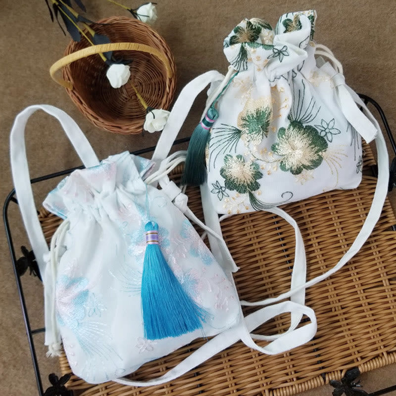 Buddha Stones Embroidered Flowers Cherry Blossoms Vine Canvas Crossbody Bag Shoulder Bag - image 10