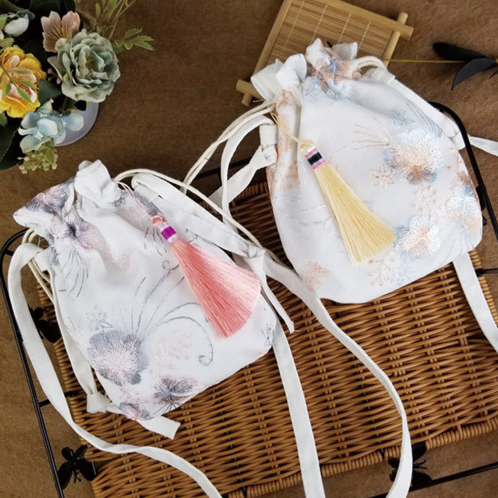 Buddha Stones Embroidered Flowers Cherry Blossoms Vine Canvas Crossbody Bag Shoulder Bag - image 15