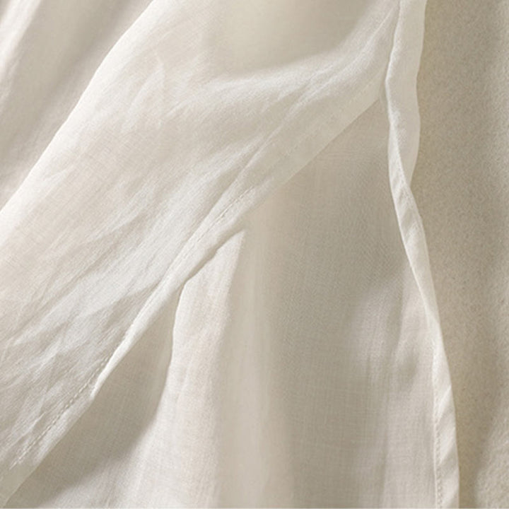 Buddha Stones Plain Frog-Button Long Sleeve Cotton Linen Women's Midi Dress - image 13