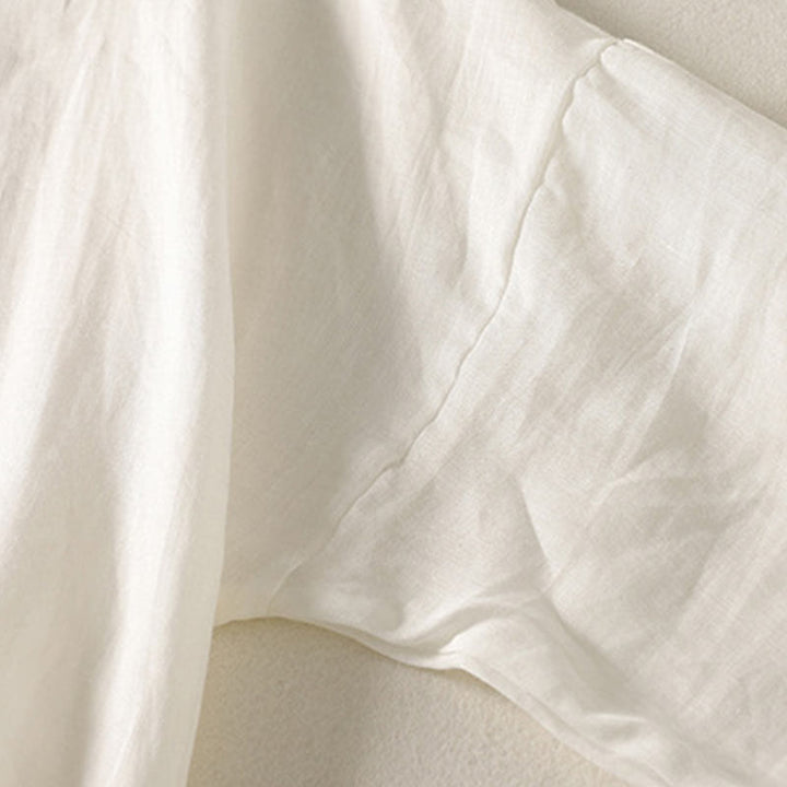 Buddha Stones Plain Frog-Button Long Sleeve Cotton Linen Women's Midi Dress - image 12