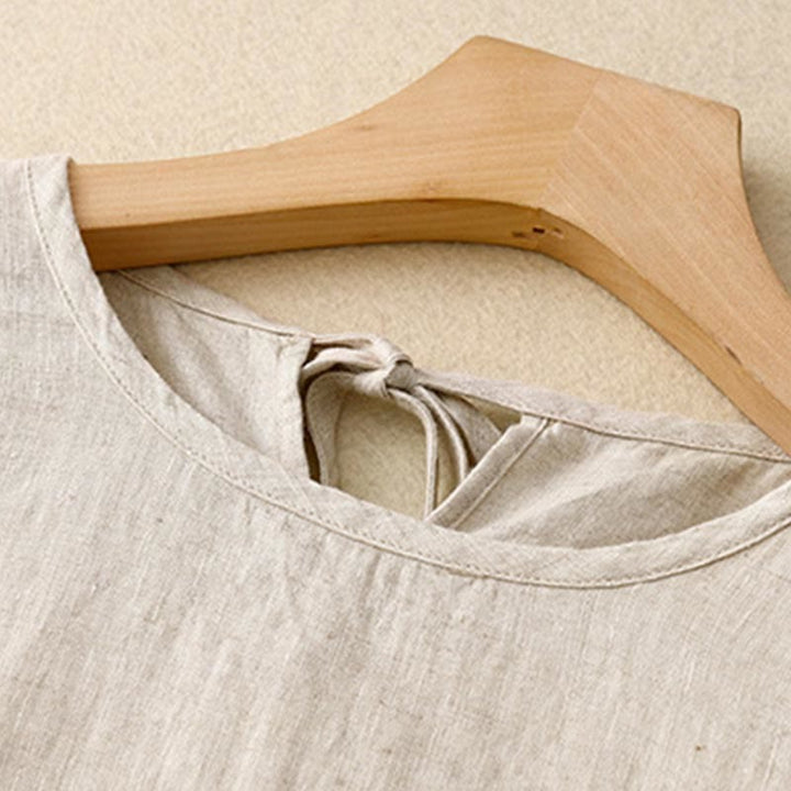 Buddha Stones Casual Short Sleeve Bowknot Tie Straps Women's Midi Dress With Pockets - image 16