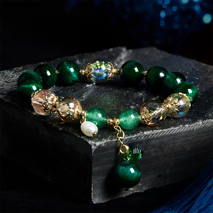 Buddha Stones Natural Green Tiger Eye Beads Green Leaf Positive Bracelet - Green Tiger Eye(Wrist Circumference: 14-18cm) - image 0