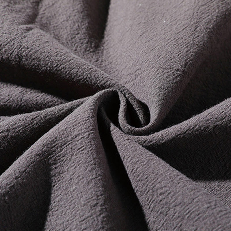 Buddha Stones 2Pcs Plain Notched Collar T-Shirt 7-8 Length Wide Leg Shorts With Pockets Cotton Linen Men's Meditation Cloth Set - image 9