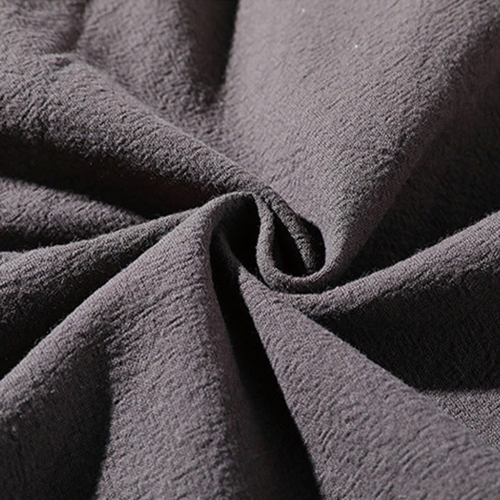 Buddha Stones 2Pcs Plain Notched Collar T-Shirt 7-8 Length Wide Leg Shorts With Pockets Cotton Linen Men's Meditation Cloth Set - image 9