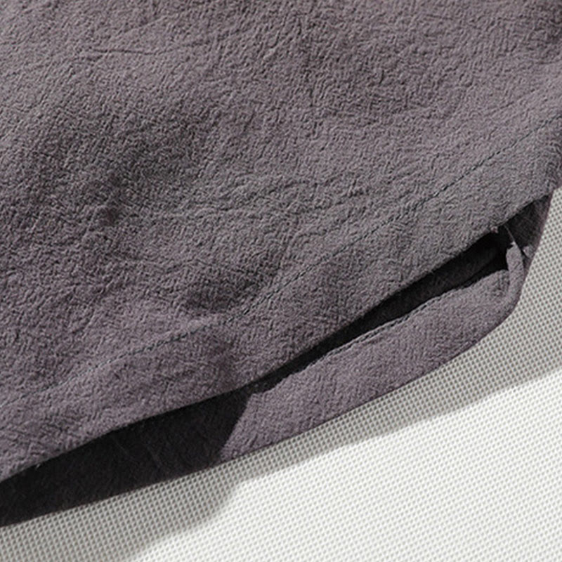 Buddha Stones 2Pcs Plain Notched Collar T-Shirt 7-8 Length Wide Leg Shorts With Pockets Cotton Linen Men's Meditation Cloth Set - image 10