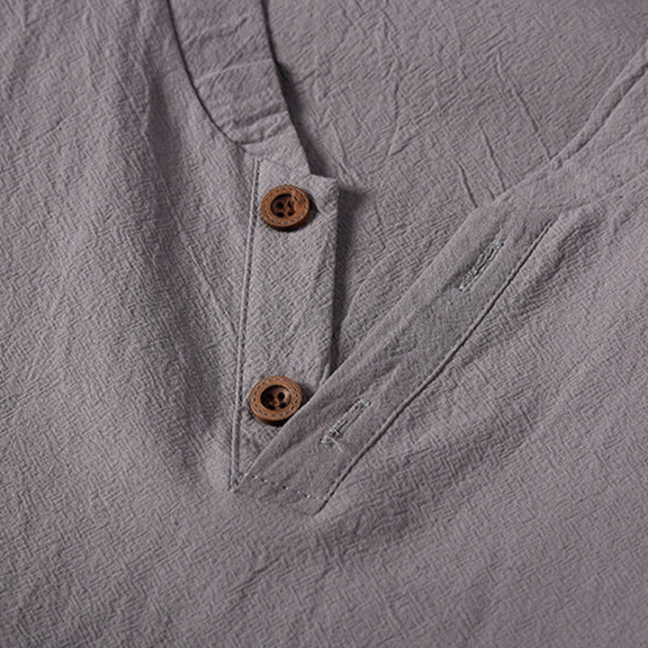 Buddha Stones 2Pcs Plain Notched Collar Short Sleeve T-Shirt Shorts With Pockets Cotton Linen Men's Meditation Cloth Set - image 9