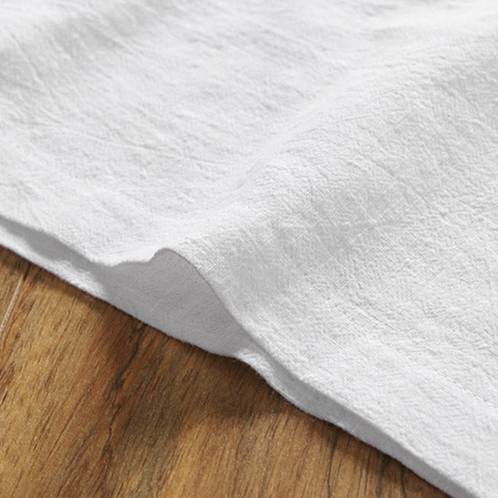 Buddha Stones Casual 2Pcs Plain Sleeve T-Shirt Shorts With Pockets Cotton Linen Men's Meditation Cloth Set - image 4