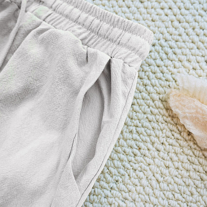 Buddha Stones Summer Plain Patchwork Design Drawstring Cotton Linen Women's Pants With Pockets - image 5