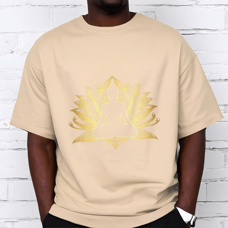 Buddha Stones Golden Lotus Meditation Buddha Tee T-shirt - image 9
