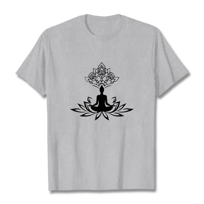 Buddha Stones Lotus Flower Meditation Buddha Tee T-shirt - LightGrey - 2XL - image 19