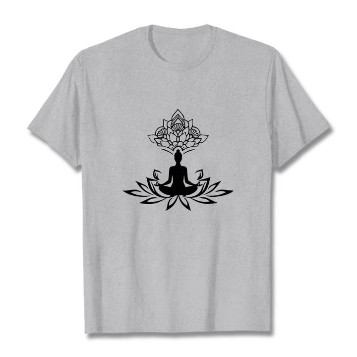 Buddha Stones Lotus Flower Meditation Buddha Tee T-shirt - LightGrey - 2XL - image 19
