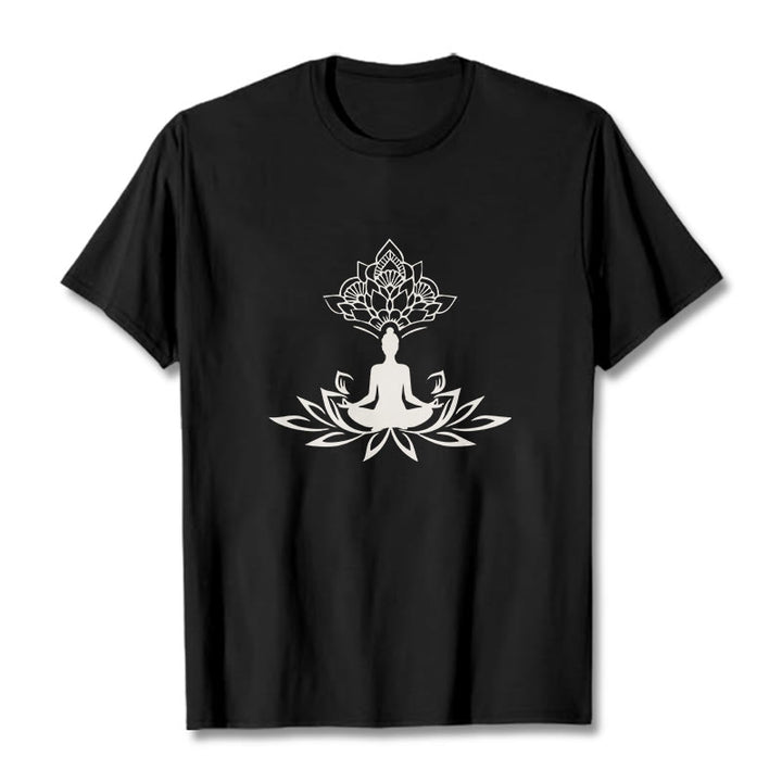 Buddha Stones Lotus Flower Meditation Buddha Tee T-shirt - Black - 2XL - image 4