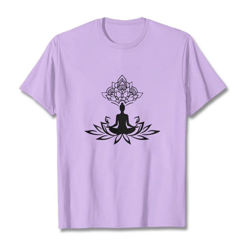 Buddha Stones Lotus Flower Meditation Buddha Tee T-shirt - Plum - 2XL - image 16