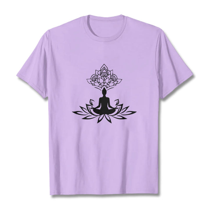 Buddha Stones Lotus Flower Meditation Buddha Tee T-shirt - Plum - 2XL - image 16