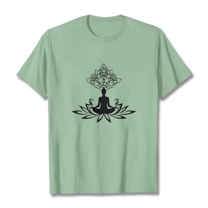 Buddha Stones Lotus Flower Meditation Buddha Tee T-shirt - PaleGreen - 2XL - image 14