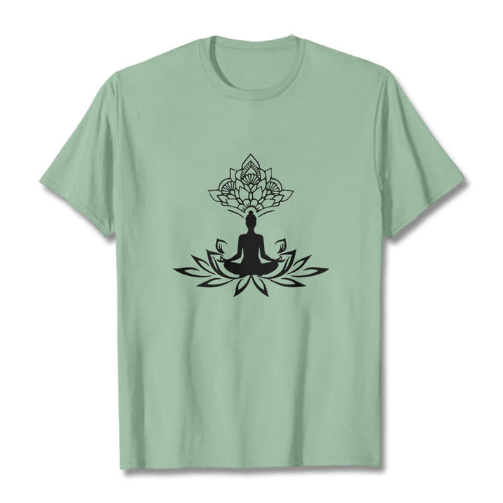 Buddha Stones Lotus Flower Meditation Buddha Tee T-shirt - PaleGreen - 2XL - image 14