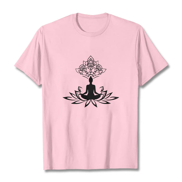 Buddha Stones Lotus Flower Meditation Buddha Tee T-shirt - LightPink - 2XL - image 12