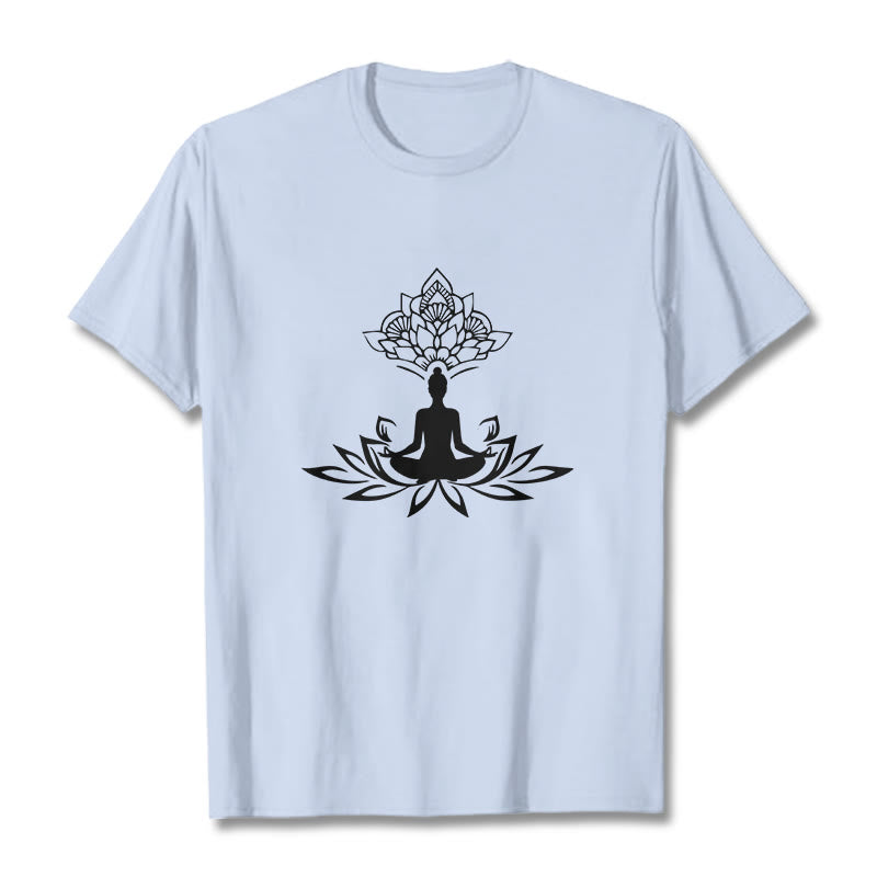 Buddha Stones Lotus Flower Meditation Buddha Tee T-shirt - LightCyan - 2XL - image 18
