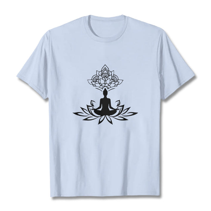 Buddha Stones Lotus Flower Meditation Buddha Tee T-shirt - LightCyan - 2XL - image 18
