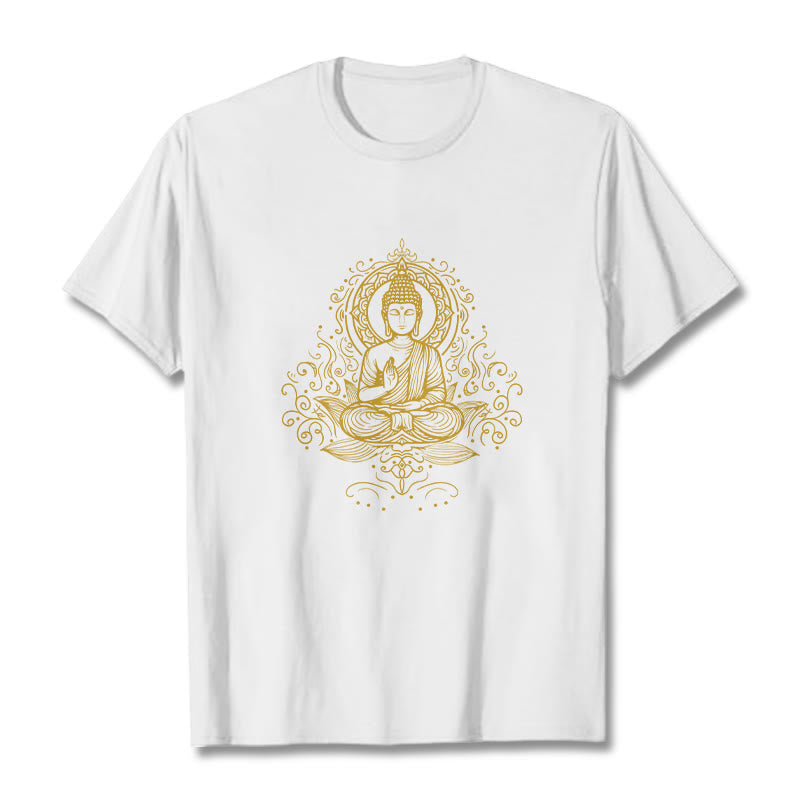 Buddha Stones Lotus Flower Vines Meditation Buddha Tee T-shirt - White - 2XL - image 7