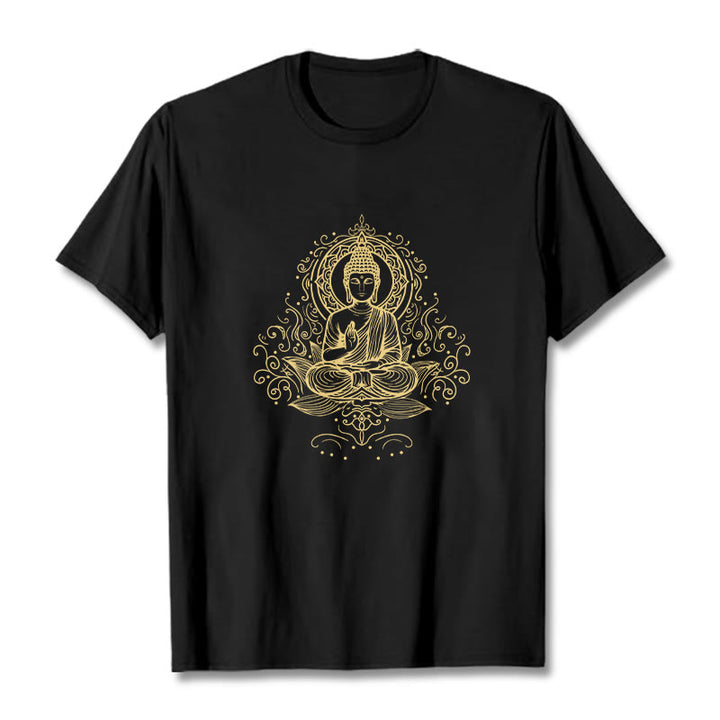 Buddha Stones Lotus Flower Vines Meditation Buddha Tee T-shirt - Black - 2XL - image 3