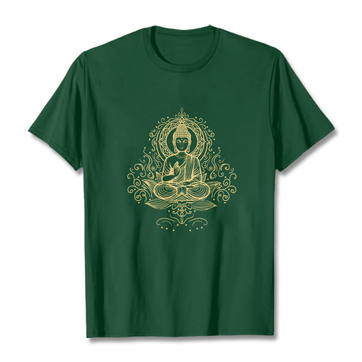 Buddha Stones Lotus Flower Vines Meditation Buddha Tee T-shirt - ForestGreen - 2XL - image 0