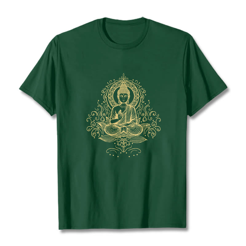 Buddha Stones Lotus Flower Vines Meditation Buddha Tee T-shirt - ForestGreen - 2XL - image 0