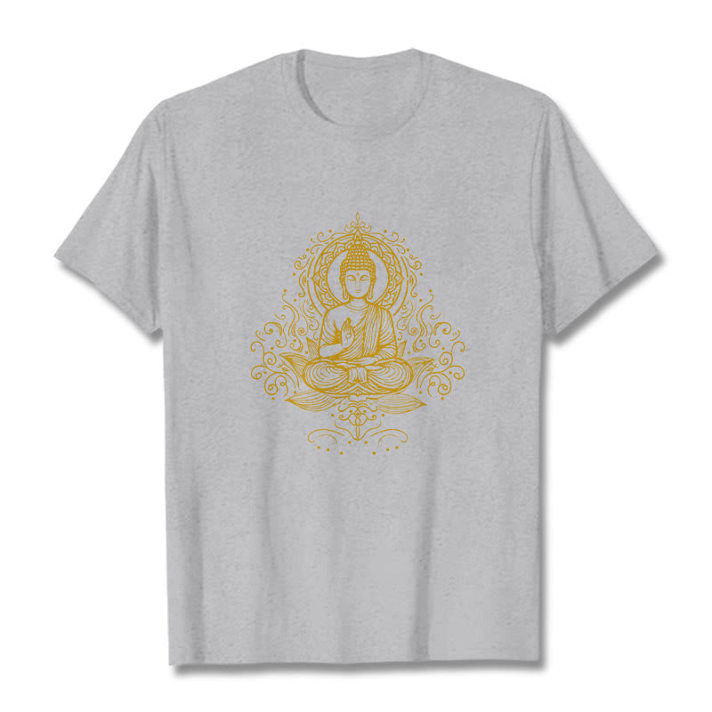 Buddha Stones Lotus Flower Vines Meditation Buddha Tee T-shirt - LightGrey - 2XL - image 19