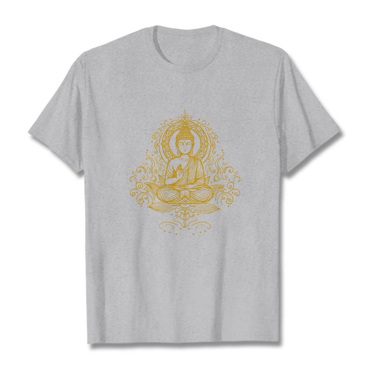 Buddha Stones Lotus Flower Vines Meditation Buddha Tee T-shirt - LightGrey - 2XL - image 19
