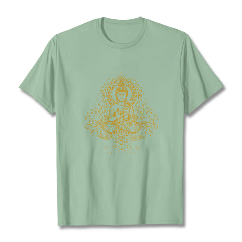 Buddha Stones Lotus Flower Vines Meditation Buddha Tee T-shirt - PaleGreen - 2XL - image 14