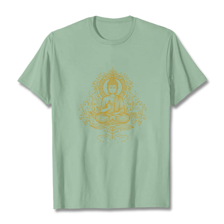 Buddha Stones Lotus Flower Vines Meditation Buddha Tee T-shirt - PaleGreen - 2XL - image 14