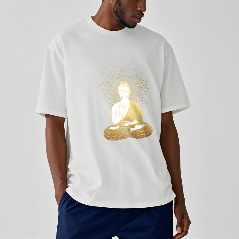 Buddha Stones Golden Meditation Buddha With Golden Aura Tee T-shirt - image 8