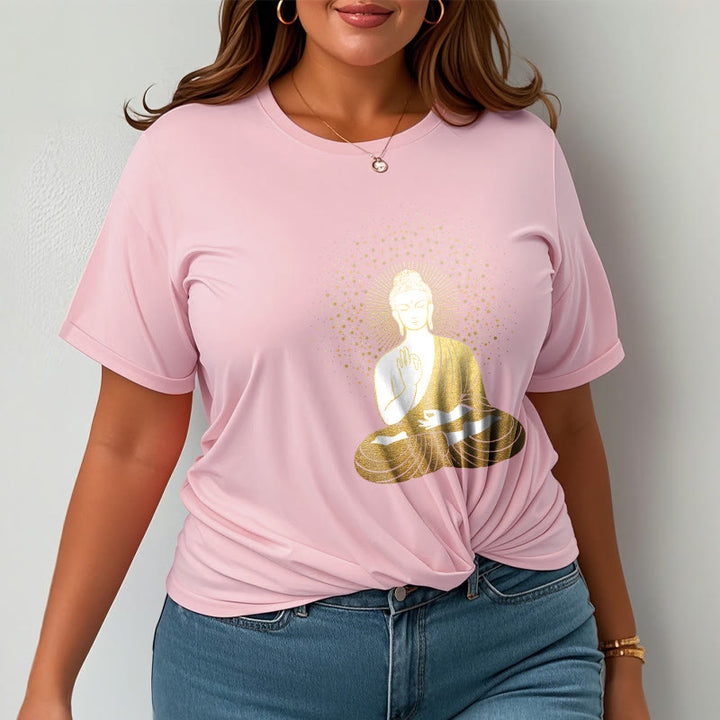 Buddha Stones Golden Meditation Buddha With Golden Aura Tee T-shirt - image 13