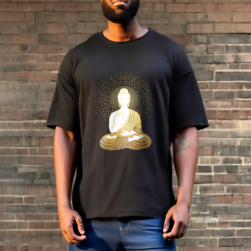 Buddha Stones Golden Meditation Buddha With Golden Aura Tee T-shirt - image 5