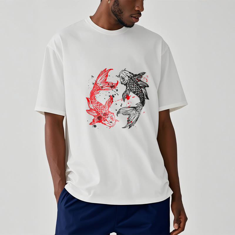 Buddha Stones Red Black Koi Fish Tee T-shirt - image 1