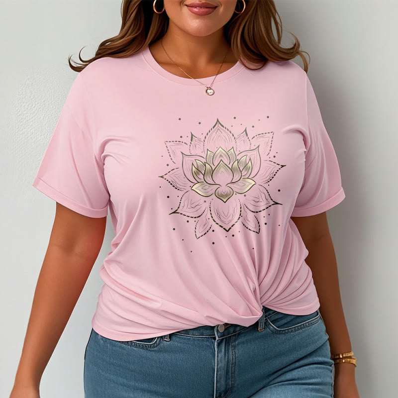 Buddha Stones Golden Lotus Flower Design Tee T-shirt - image 13