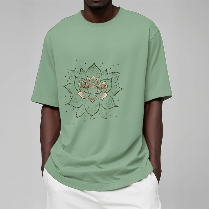 Buddha Stones Golden Lotus Flower Design Tee T-shirt - image 15