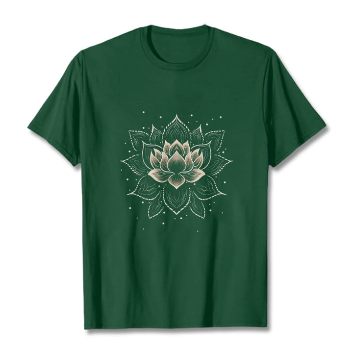 Buddha Stones Golden Lotus Flower Design Tee T-shirt - ForestGreen - 2XL - image 10