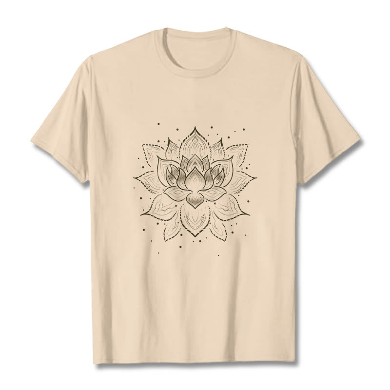 Buddha Stones Golden Lotus Flower Design Tee T-shirt - Bisque - 2XL - image 8
