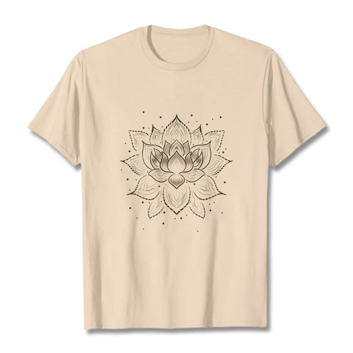 Buddha Stones Golden Lotus Flower Design Tee T-shirt - Bisque - 2XL - image 8
