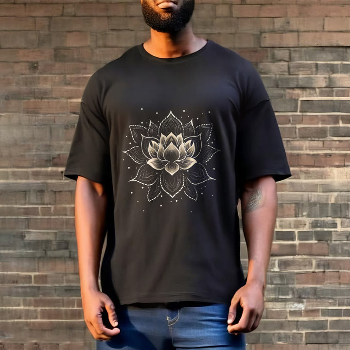 Buddha Stones Golden Lotus Flower Design Tee T-shirt - image 2