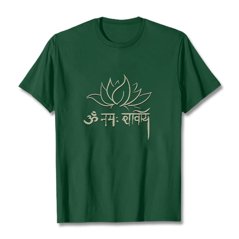 Buddha Stones Lotus Sanskrit Namah Shivaya Tee T-shirt - ForestGreen - 2XL - image 0