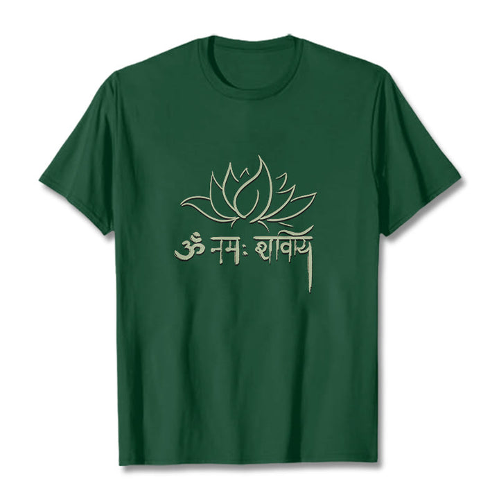 Buddha Stones Lotus Sanskrit Namah Shivaya Tee T-shirt - ForestGreen - 2XL - image 0