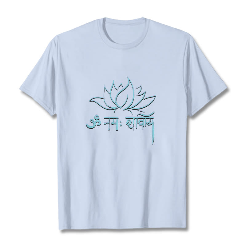 Buddha Stones Lotus Sanskrit Namah Shivaya Tee T-shirt - LightCyan - 2XL - image 18