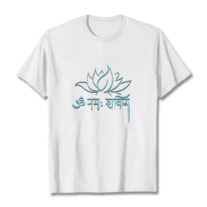 Buddha Stones Lotus Sanskrit Namah Shivaya Tee T-shirt - White - 2XL - image 3