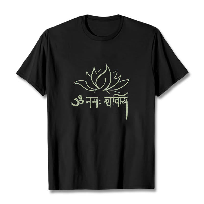 Buddha Stones Lotus Sanskrit Namah Shivaya Tee T-shirt - Black - 2XL - image 6