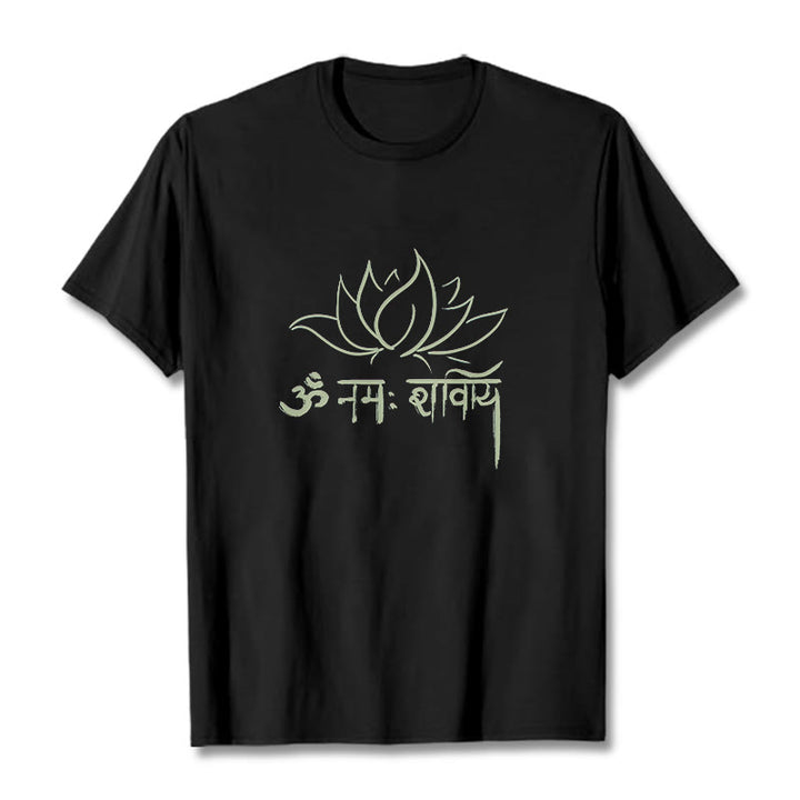 Buddha Stones Lotus Sanskrit Namah Shivaya Tee T-shirt - Black - 2XL - image 6