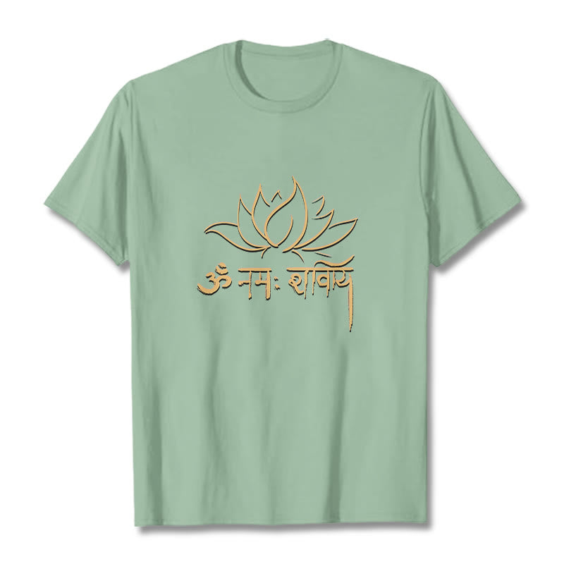 Buddha Stones Lotus Sanskrit Namah Shivaya Tee T-shirt - PaleGreen - 2XL - image 14