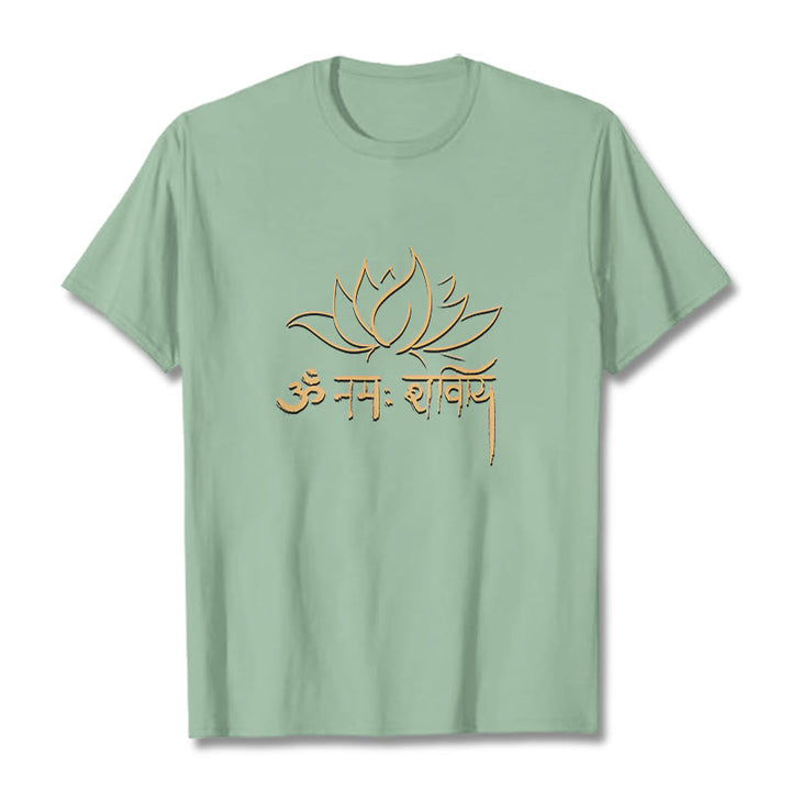Buddha Stones Lotus Sanskrit Namah Shivaya Tee T-shirt - PaleGreen - 2XL - image 14
