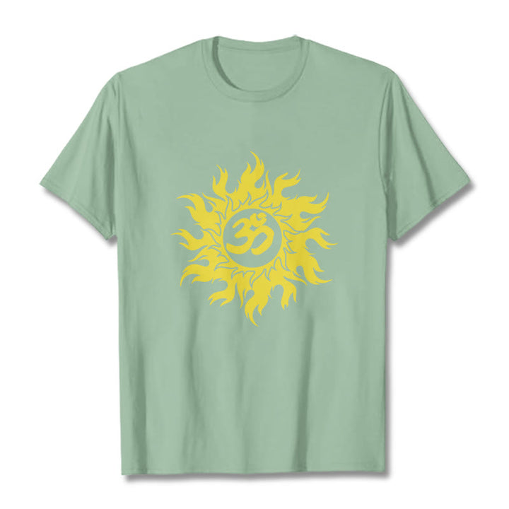 Buddha Stones OM Mantra Sanskrit Gold Sun Tee T-shirt - PaleGreen - 2XL - image 14
